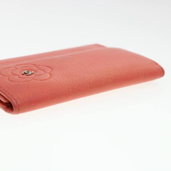 CHANEL Camelia Card Case Leather Pink CC Auth bs4704 - Picture 5 of 16